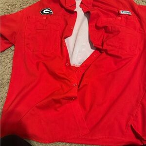 UGA Columbia Bright Red PFG Shirt